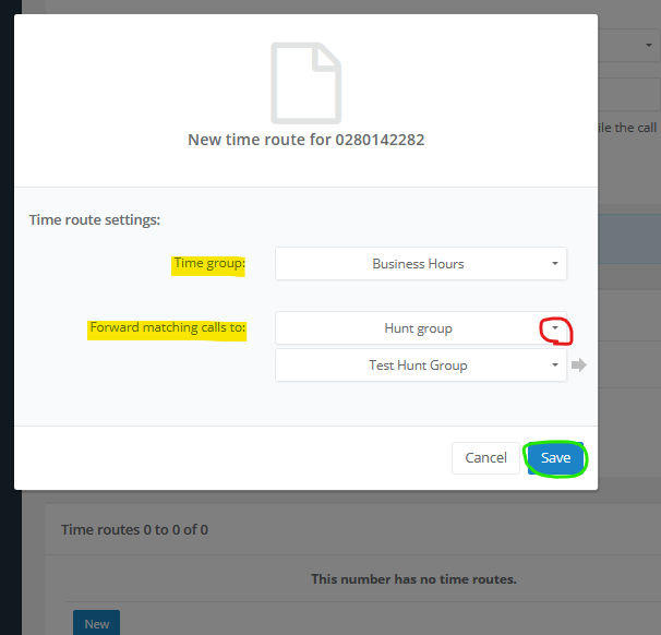 number settings time route